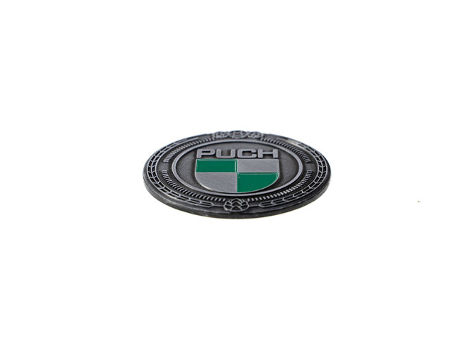 Badge / embleem Puch logo zilver met emaille 47mm RealMetal product